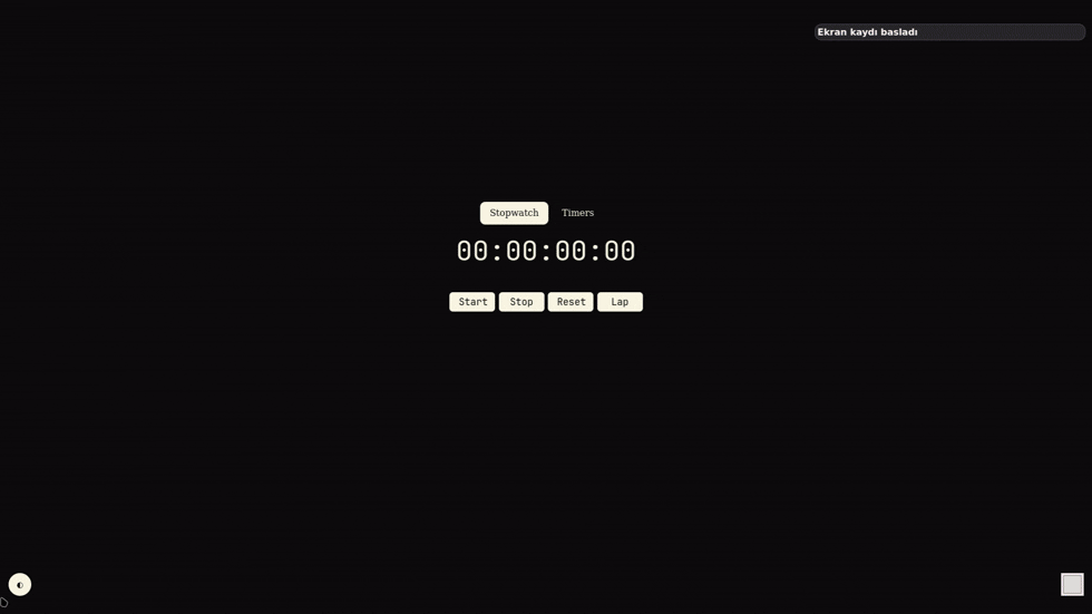 Stopwatch-Timer-App_Kronometre-Zamanlayici-Uygulamasi Demo GIF