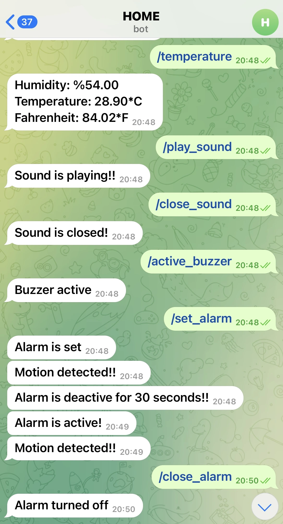 esp32_home-assistant_telegram-bot Demo Image